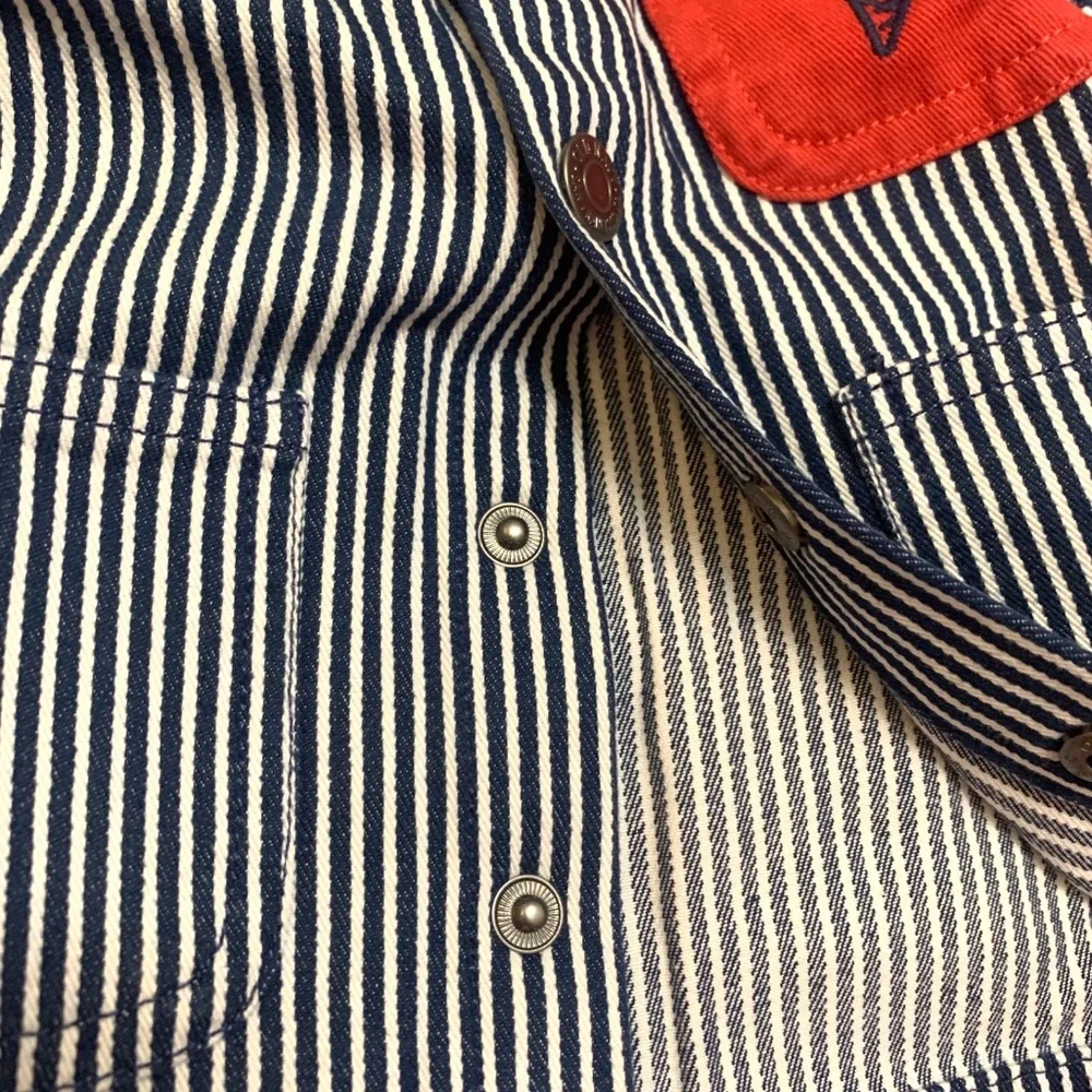 Railroad Stripe Twill Snap Jacket Baby Loose Collared Ice Cream Pocket NWT - Picture 7 of 14